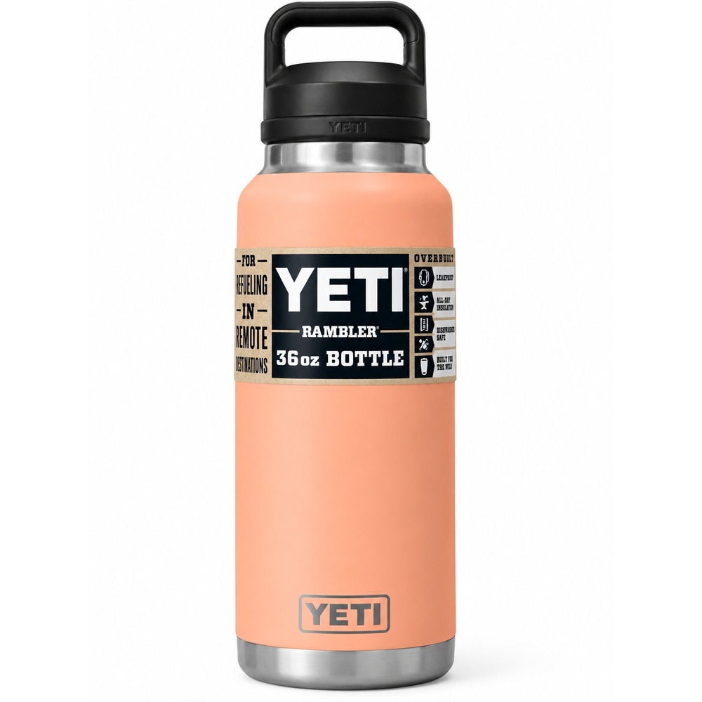 YETI Rambler 36 oz Bottle, Vacuum Insulated, Leakproof, Stainless Steel, Peach